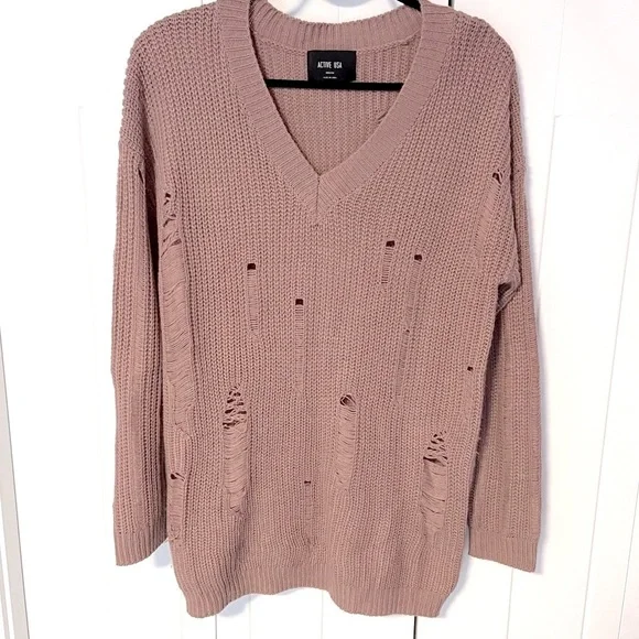 Distressed Long Knit Sweater - Picture 2 of 7